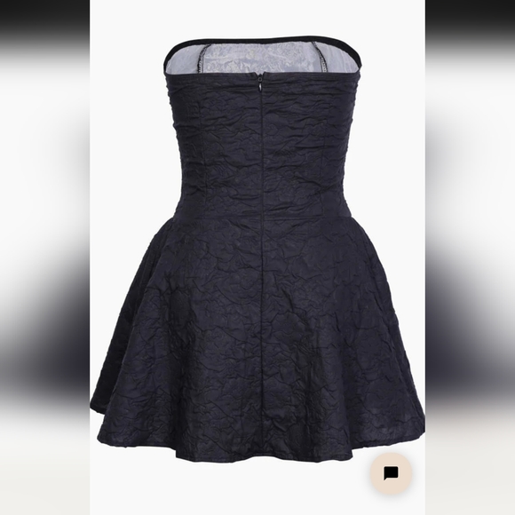 Jacquard Fitted Ruffle Hem Strapless Mini Dress - Picture 2 of 9